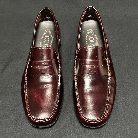 Tod's Burgundy Leather Penny Loafer - size 8 - Picture 1 of 6